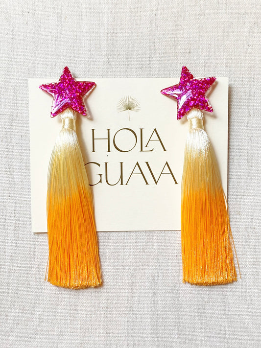 Star Earrings XL Ombre Tassels
