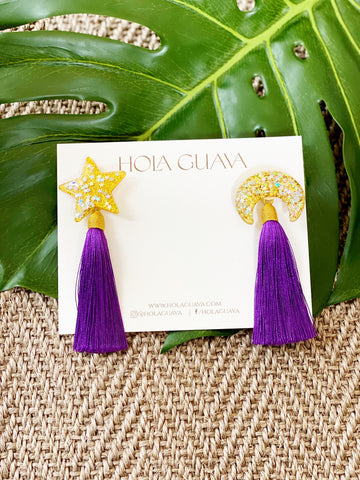 CeCe Earrings in Purple & Gold